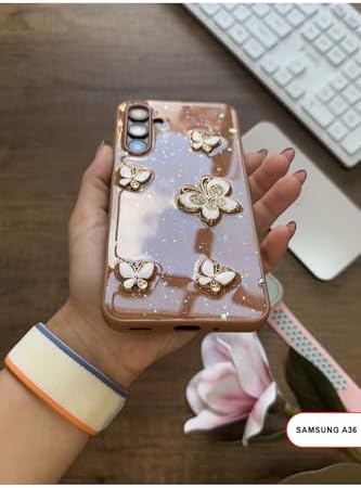 Kelebekli Taşlı Simli Kalpli Wish Silikon Telefon Kılıfı Kahverengi Galaxy A36 ile uyumlu - Görsel 3