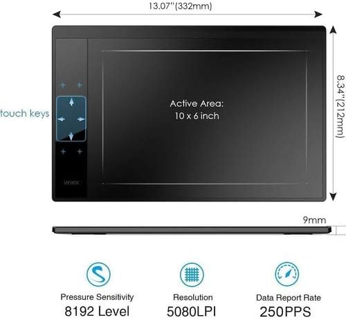 A30 V3 10x6" 16384 Yüksek Basınç Hassasiyetli Profesyonel 5080 LPI Grafik Tablet + Kalem - Görsel 3
