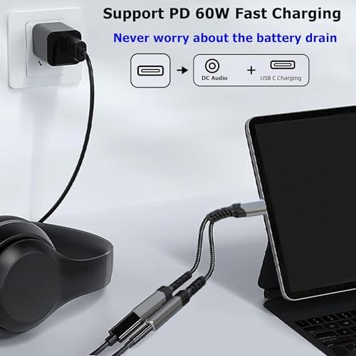 AWINLI USB C - 3,5 mm Kulaklık ve Şarj Aleti Adaptörü, 2'si 1 Arada Aux - USB C Ses Jakı ve PD Hızlı Şarj Adaptörü, iPhone 16 15 Pro Max, Galaxy S24 S23 S22, Piksel, iPad Pro için uygundur