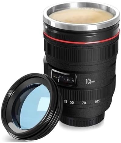 Senon Objektif Kupa Lens Kupa Kahve Ve Çay İçin Termos Kupa Fotoğraf Tutkunları İçin Dekoratif Hediyelik 350 ml (Cam Kapak) - Görsel 2