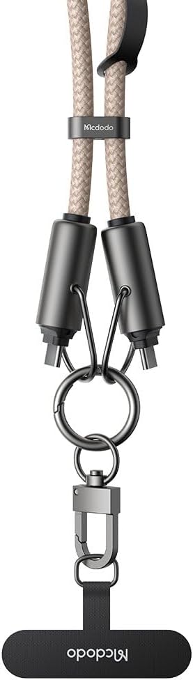 Ca-6831 Çok Işlevli Çapraz Boyun Askili Kablosu 1.2 M 60 W Type-C To Type-C Haki