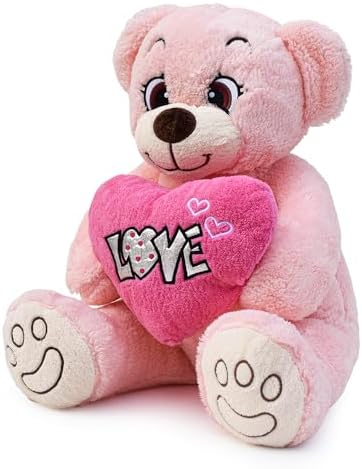 Pembe Love Kalpli Hollywood Pelüş Sevimli Ayıcık,Doldurulabilir Oyuncak,Love Kalpli,Aşık Ayıcık,Sevgilier Günü Ayı,Kawaii, - Görsel 3