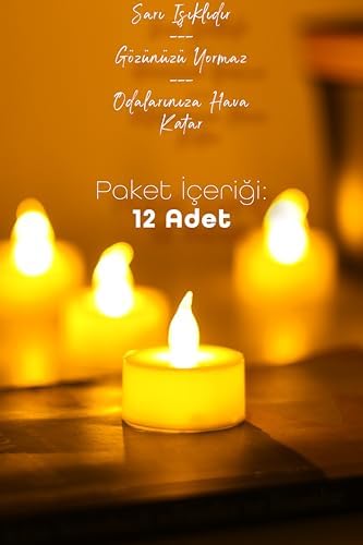 Alternative view of 12 Adet Led Mum Tealight Mini Dumansız Pilli Alevli Dekoratif Yapay Mum Işıldak Beyaz 1036-2