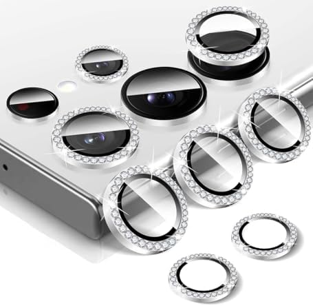 Galaxy Uyumlu IPG ProLENS Elmas Taş Çerçeveli Kamera Lens Koruyucu – HD Netlik, Çizilmez Alumina Silikat Temperli Cam, Bireysel Kamera Lens Kapağı (Gümüş, Galaxy S25 Ultra) - Görsel 3