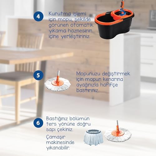 Alternative view of Focus Black Otomatik Temizlik Seti, Pedalsız Döner Sıkmalı 360 Başlıklı Mikrofiber Paspas