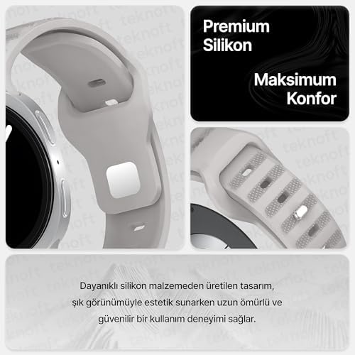 Galaxy Watch 8 (40mm/44mm) ve Watch 8 Classic (46mm) ile Uyumlu Konforlu ve Yumuşak Rugged Silikon Kordon - Görsel 3