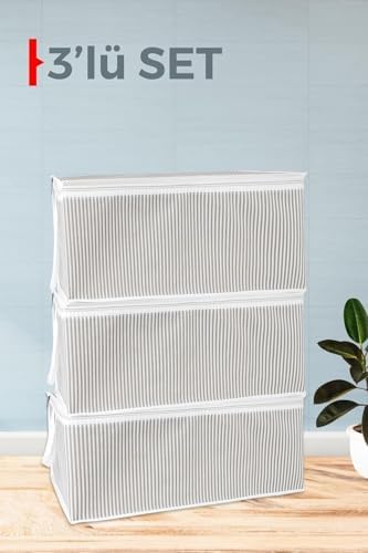 Alternative view of Baza Altı Düzenleyici Kumaş Hurç Büyük Boy Organizer (65 x 45 x 22) (3 Adet Gri Büyük Boy)