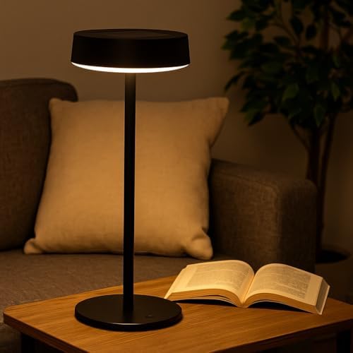 Dubai Solar Şarjlı Masa Lambası – 3 Kademeli Dimmer, Dokunmatik, Type-C USB, Güneş Enerjili, Siyah Metal Gövde, 31 cm