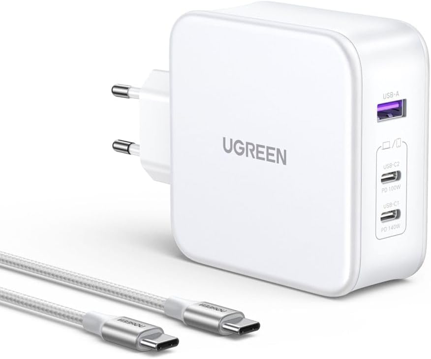 Nexode USB-A+2*USB-C 140W GaN Tech. & USB-C kablosu 2 m, beyaz - Görsel 3