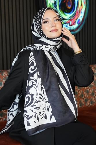 Alternative view of Barok Desen Siyah - Beyaz Soft Pamuk Şal Siyah