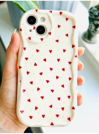 Alternative view of Iphone 13 Ve 14 ile Uyumlu Kırmızı Kalpler Baskı Desenli Silikon Kılıf