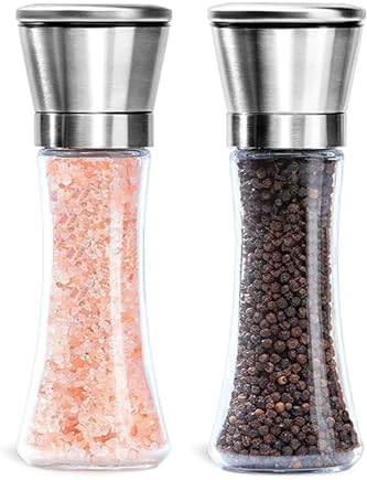 Alternative view of Cam Gövdeli Metal Krom Renk Kapaklı Tuz Karabiber Değirmeni Tuz Karabiber Öğütücü 19 Cm 2 Adet