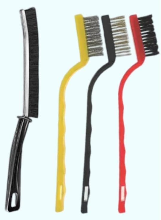 Çok Amaçlı Mini Tel Fırça 4'lü Set, Bakır, Demir ve Sert Plastik Uçlu, Ocak ve Fayans Arası Pencere Rayı ve Mutfak Lavabo Kenarı, Dar Alanlar İçin Ergonomik Temizlik Aparatı İnce Dip Köşe Temizleme - Görsel 3
