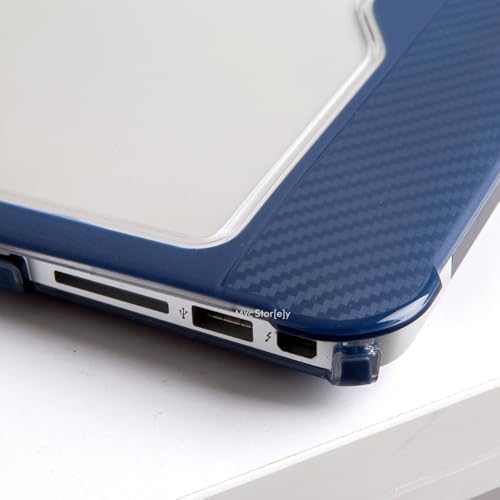 Alternative view of MacBook Air A1932 Uyumlu 13 İnç Outdoor Karbon Fiber Sert Kapak Darbe Emici Şeffaf Koruma Mavi