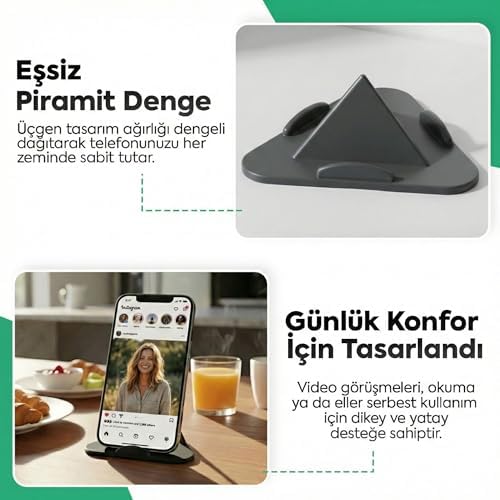 Telefon Tablet Tutucu – Piramit Tasarım 3 Açılı Masaüstü Stand, iPhone ve Android Uyumlu, Ofis, Online Ders ve Toplantılar İçin, 4–11 İnç (5'li Ofis Paketi) - Görsel 3