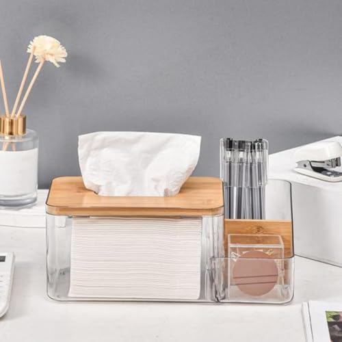 Bambulu Şeffaf Peçetelik ve Organizer – Çok Amaçlı Masa Düzenleyici, Modern Minimalist Tasarım - Görsel 3