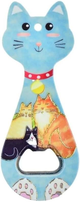 Alternative view of Miyav Kedi Mıknatıslı Şişe Kapak Açacağı, Buzdolabı Magnet Mavi, 5.5x14 cm, Seramik Kaplama Kedili Açacak