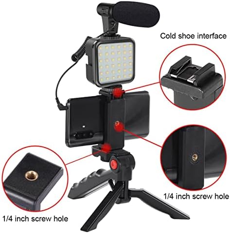 Profesyonel Vlogging Seti Video Kiti Tripod Mikrofon LED Işık Telefon Tutucu Kumandalı Selfie Vlog Tiktok YouTube - Görsel 2