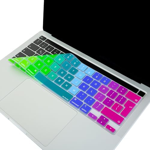MacBook Pro Avrupa İngilizce Klavye Koruyucu UK ISO Ters L Enter A2338 M1 M2 A2251 A2289 A2141 Uyumlu Silikon Keyboard Cover Touch Bar Pembe Yeşil - Görsel 3