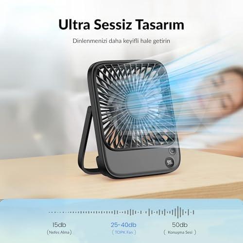 Alternative view of Warmco D2 5000mAh Şarjlı Masaüstü Vantilatör Dijital Göstergeli Taşınabilir Ultra İnce Soğutucu Fan Beyaz