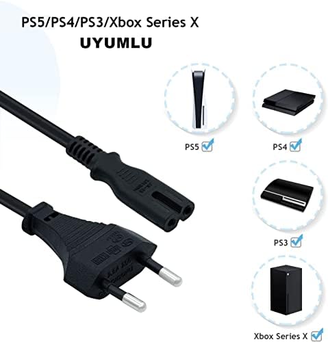 ROBEVE PS3 / PS4 / PS5 / XBox Series S-X Uyumlu Güç Kablosu 1.5 Metre 2Pin Güç Kablosu Projeksiyon - Monitör - Tv Universal 2Pin Güç Kablosu - Görsel 3