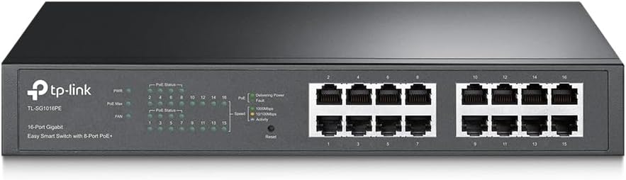 Alternative view of TL-SG1016PE, 16-Port Gigabit Easy Smart Switch with 8-Port PoE+