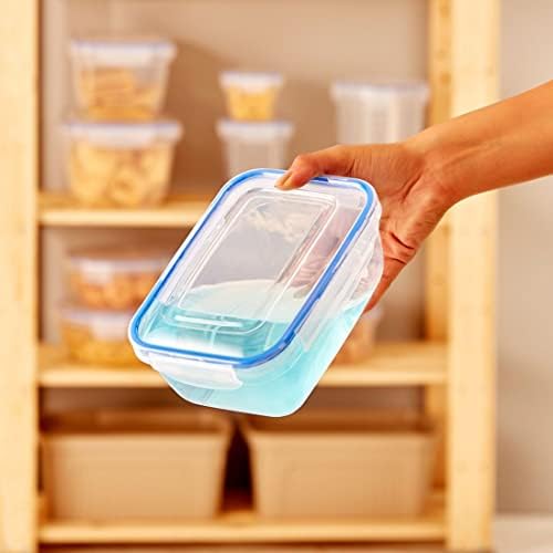 Lock & Fresh 3'lü Saklama Kabı Seti (400-800-1400 ml) - Hava Geçirmez, 4 Kilitli, Silikon Contalı, Modüler ve Yerden Tasarruflu Gıda Saklama Kabı - Görsel 3