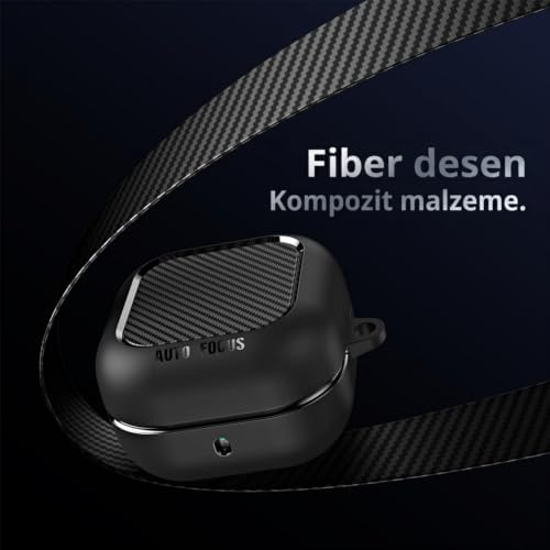 Galaxy Buds 4 / Buds 4 Pro Uyumlu Karbon Fiber Hybrid Polymer Technology Darbeye Dayanıklı Kulaklık Kılıfı (Siyah) - Görsel 3