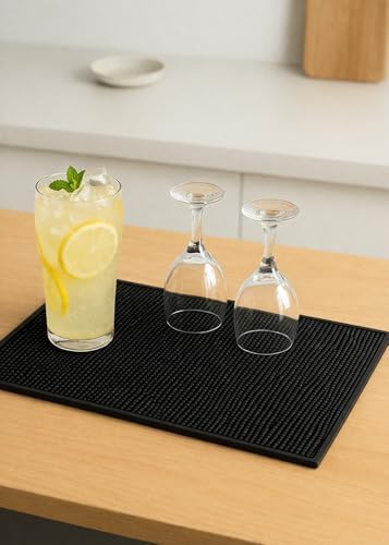 Silikon Bar Matı, Siyah, Kaymaz Tezgah ve Bulaşık Kurutma Matı, 43x29 cm, Mutfak ve Bar için - Görsel 2