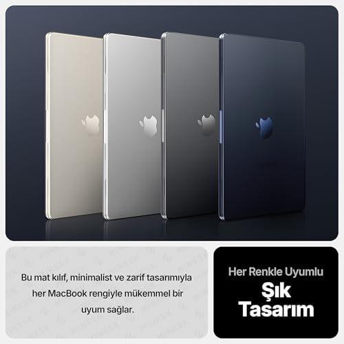 Alternative view of MacBook Air 13,6 ile Uyumlu M5 (A3449) M4 (A3240) M3 (A3113) M2 (A2681) Polikarbonat Sert Koruyucu Çizilme ve Darbe Önleyici Kılıf (Mat-Uzay Gri, 13.6 inç 2022-2023-2024-2025-2026)