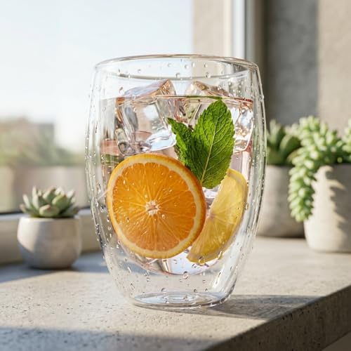 Çift Cidarlı Borosilikat Cam Kupa - 350 ml Isıya Dayanıklı, El Yakmayan Yüzen Bardak (1 Adet) - Görsel 2