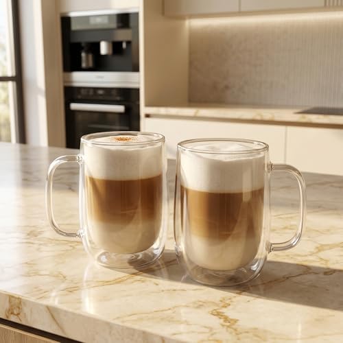 Borosilikat Cam Bardak, 250 Ml Geniş Kapasite, Isıya Dayanıklı Yapı, Çift Cidarlı Yalıtım, Makinede Yıkanabilir, Ev Ofis Restoran İçin Kullanıma Uygun Kulplu Kahve Espresso Sunum Bardağı - Görsel 3