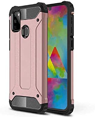 Galaxy M21 ile uyumlu Çİft Katman Koruyucu Crash Military Tank Kılıf - Rose Gold