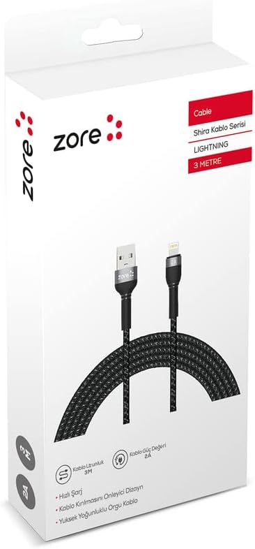 Senon Zore Shira Serisi Lightning USB Kablo 3m - Görsel 2