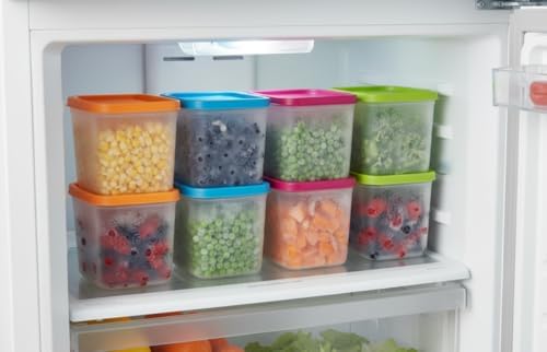 Alaska 8'li Derin Dondurucu Saklama Kabı Seti - 380 ml Kar Tanesi Desenli Erzak Kabı - Kırılmaz Esnek Yapı, BPA Free (4 Renk x 2 Adet) - Görsel 2
