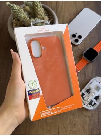 Alternative view of Kadife Yüzeyli MagSafe Premium Kılıf SooCase691 Turuncu iPhone 16 ile uyumlu