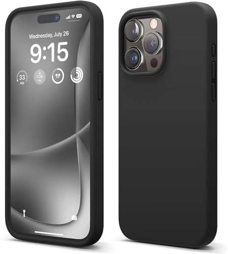 Merwish Apple iPhone 14 Pro Uyumlu Özel İpeksi Dokunuş Hissi Veren İçi Yumuşak Kadife Lansman Silikon Kılıf Kapak (Siyah) - Görsel 2