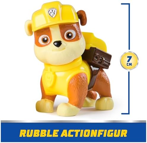 Paw Patrol, Rubble oyun figürlü inşaat aracı (sürdürülebilir temel araç/ana araç), 3 yaşından büyük çocuklar için oyuncak