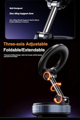 Alternative view of DUFFA Magsafe Uyumlu Manyetik Araç Telefon Tutucu - Güçlü Vakumlu ve Yapışkanlı Sabitleme Mekanizması, 360° Dönebilen Katlanabilir Torpido ve Cam Üstü Telefon Tutacağı