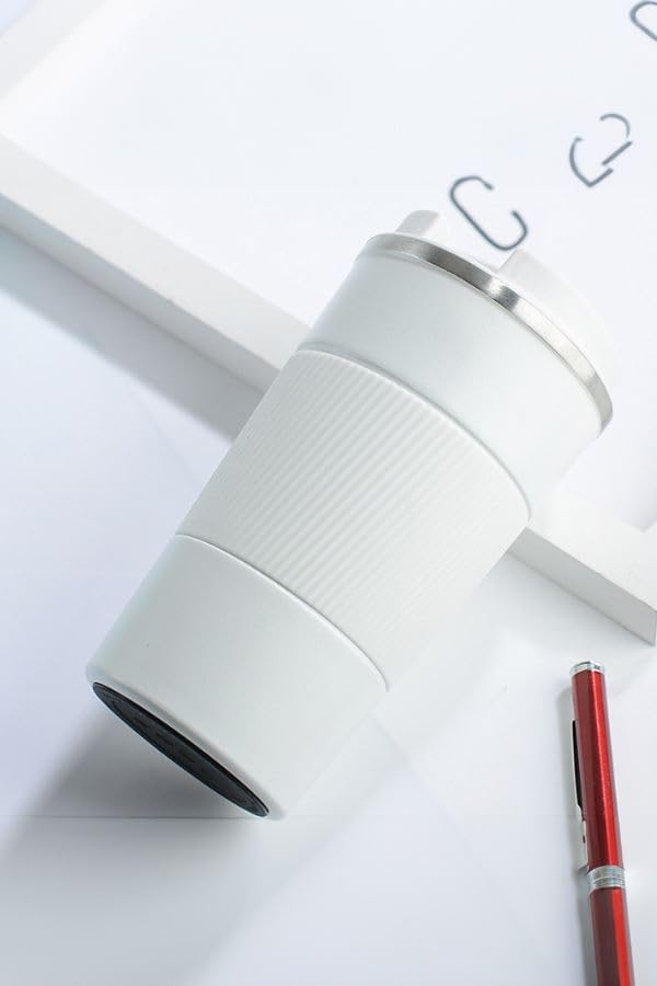 304 L Kilitli Çelik Mat Beyaz 510 ml Kahve Termos Mug cin405by - Görsel 3