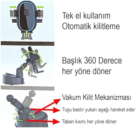 Alternative view of Apera Ga72 Araç Telefon Tutucu Büyük Vakumlu Tek El Kullanım Otomatik Kilitleme