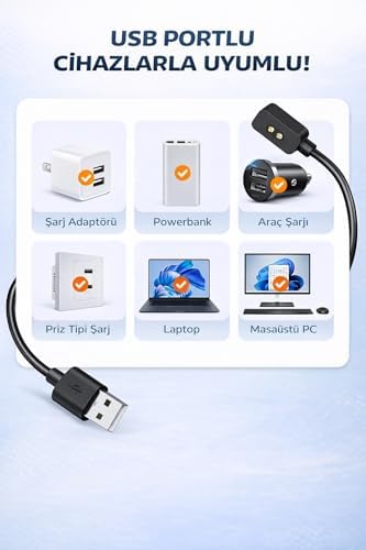 Xiaomi ile Uyumlu Mi band 8/Band 8 Pro/Band 8 Active/Band 9/Band 10 Uyumlu Akıllı Saat Usb Şarj Aleti Kablosu - Görsel 3
