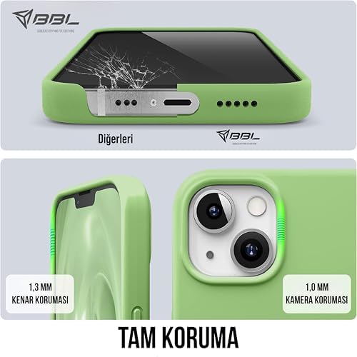 iPhone Kılıf İnce Sıvı Silikon 3 Katmanlı Tam Kaplamalı Yumuşak Jel Kauçuk Kılıf Kapak, Nane Yeşili (iPhone 15 47) - Görsel 2
