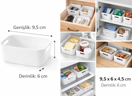 Alternative view of Buzdolabı Düzenleyici Sepet 2’li Set Beyaz Plastik Dolap İçi Organizer Mutfak Raf Düzenleyici