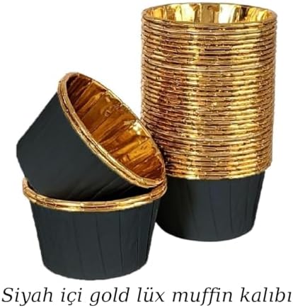 Alternative view of 25’li Muffin Kek Kalıbı – Siyah Dış Gold İç Lüks, Isıya Dayanıklı, Şık ve Tek Kullanımlık Cupcake Kalıbı