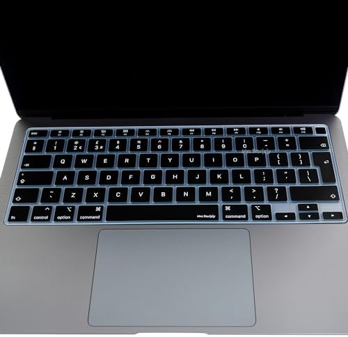 UK İngilizce Klavye Koruyucu MacBook Air A1932 A2179 A2337 M1 Uyumlu | Avrupa İngilizce ISO Ters L Enter | İnce Silikon Keyboard Cover Siyah Siyah