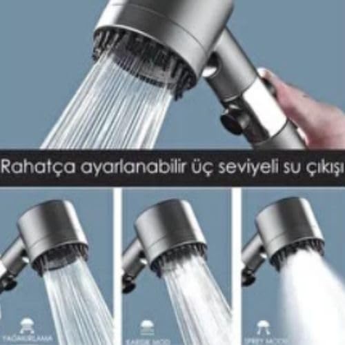 Alternative view of 3 Fonksiyonlu Start Stop Tuşlu Filtreli Basınçlı Masaj Etkili Duş Başlığı