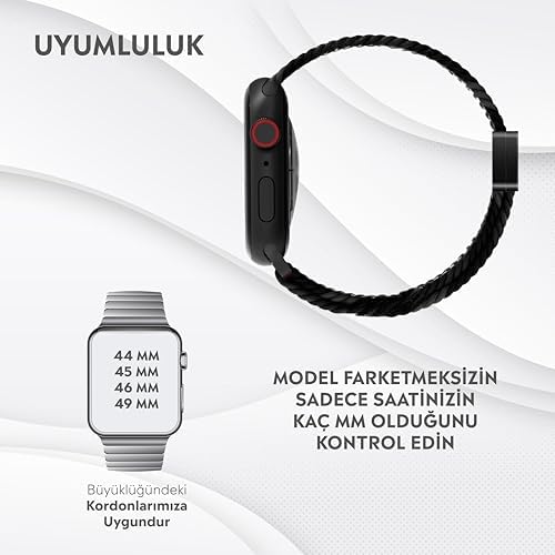 Apple Watch Series SE/11/10/9/8/7/6/5/4/3 ile Uyumlu Kumaş Kordon 49mm/46mm/45mm/44mm (Series 1-3 - 42MM) - Görsel 2