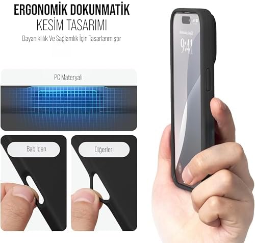 iPhone Kılıf İnce Sıvı Silikon 3 Katmanlı Tam Kaplamalı Yumuşak Jel Kauçuk Kılıf Kapak, Siyah (iPhone 11 Pro Max 1)