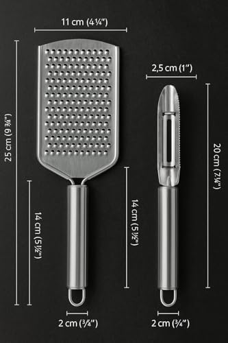 Paslanmaz Çelik Mutfak Rende ve Sebze Soyacağı Seti, Ergonomik Saplı, Çok Amaçlı Dayanıklı Rende, Soyacak, Meyve, Sebze ve Peynir İçin Uygun Mutfak Aleti Seti